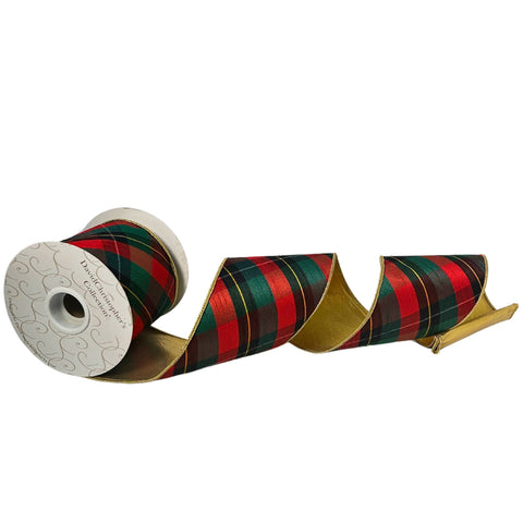Red/Green/Gold Nutcracker Plaid Ribbon 4” x 10yd