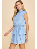 Ruffle Tiered Dress- POWDER BLUE