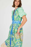 Floral Printed Short Sleeve Midi Dress-Current Air