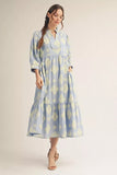 SKY BLUE WITH CREAM DETAIL DRESS