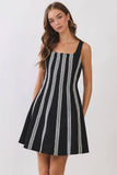 Contrast Vertical Trim Fit & Flare Mini Dress