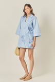 English Factory-Appliqued Mini Dress: POWDER BLUE