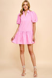 COLLARED TIERED MINI DRESS