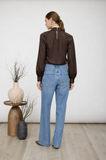 TURTLE NECK LONG SLEEVE SILKY TOP- ZOE AND CLAIRE
