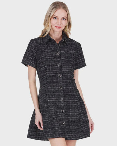 Joy Joy Pleated Buttons Dress