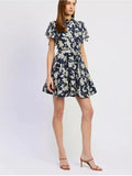En Saison Women's Madeline Collared Mini Dress Navy Floral