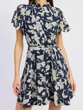 En Saison Women's Madeline Collared Mini Dress Navy Floral