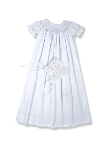 Lullaby Set Cross Smocked Gown & Bonnet