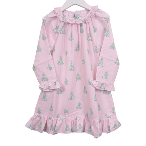 Sweet Dreams Christmas Tree Print Pink Gown