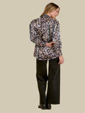 Elan Button Down Top - Black Static