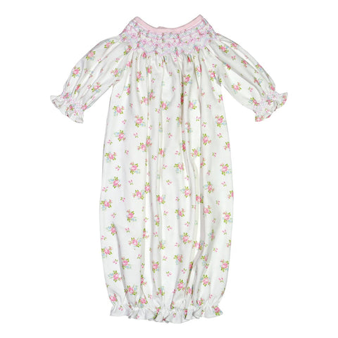 Rosie Pink Floral Hand Smocked Gown
