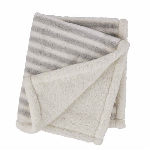 Grey striped Faux Fur Blanket
