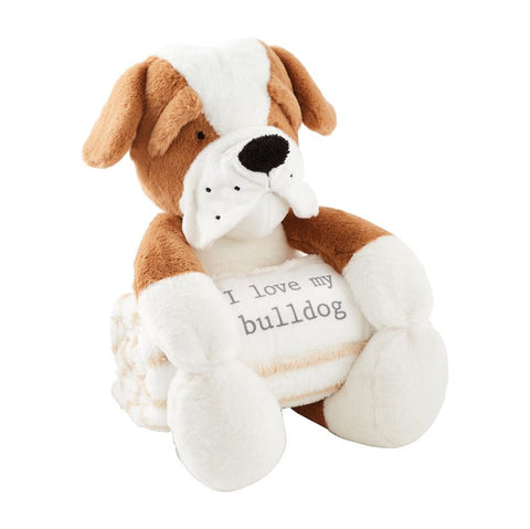 Bulldog Plush With Blanket