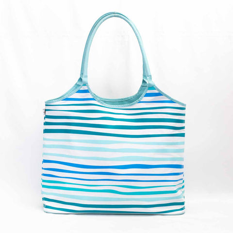 Barbados Aqua Striped Beach Bag
