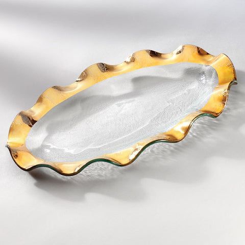 Annie Glass Gold Ruffle Oval Platter