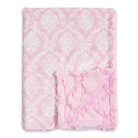 Pearl Pink Damask Baby Blanket