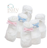 Paty White Bonnet W/Pink Ribbon Tie