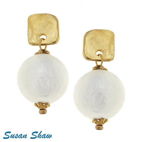 Cotton Pearl/Gold Hand Cast Post Earring