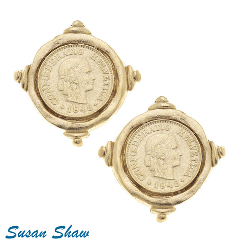 Handcast Gold Coin Earrings