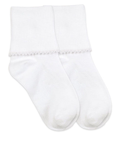 Jefferies Socks Smooth Toe Tatted Edge Turn Cuff Socks 1 Pair 2111 WHITE