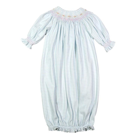 Lexie Blue Gingham Smocked Gown