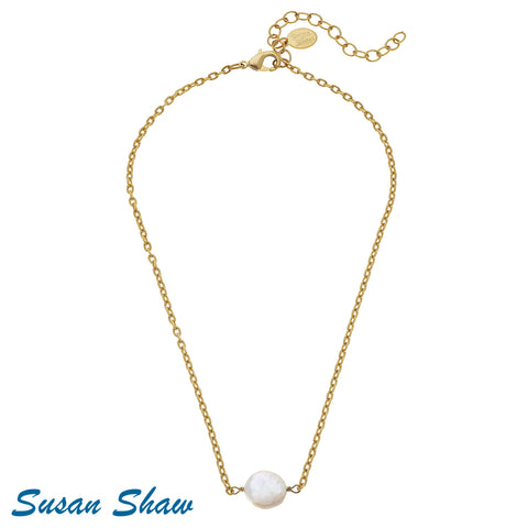 Gold Chain/Freshwater Pearl Necklace