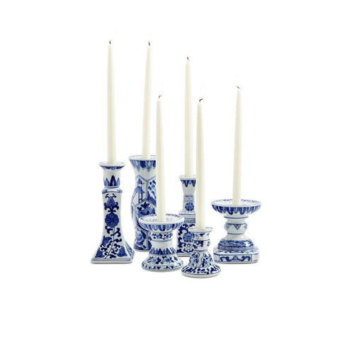 Hand Painted Chinoiserie Candleholders In 6 Sizes