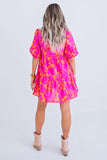 Floral Tropical Tier Puff Sleve Dress