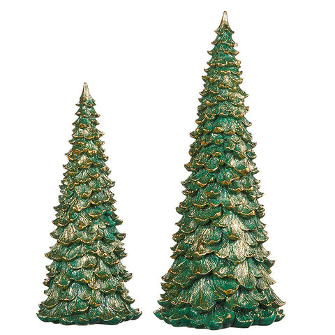 Green Resin 12" Tree With Gold Edges
