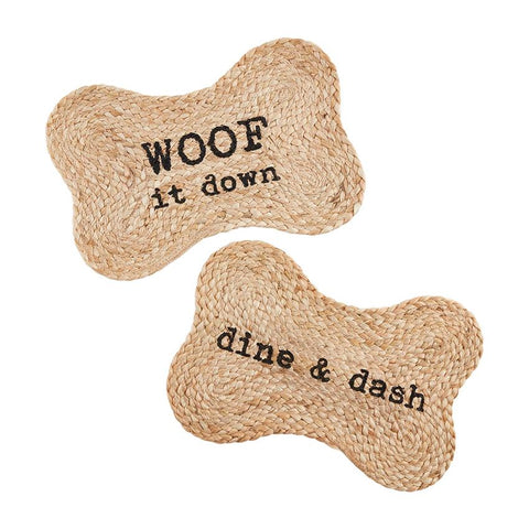 Jute Dog Bowl Mat In Two Patterns-January
