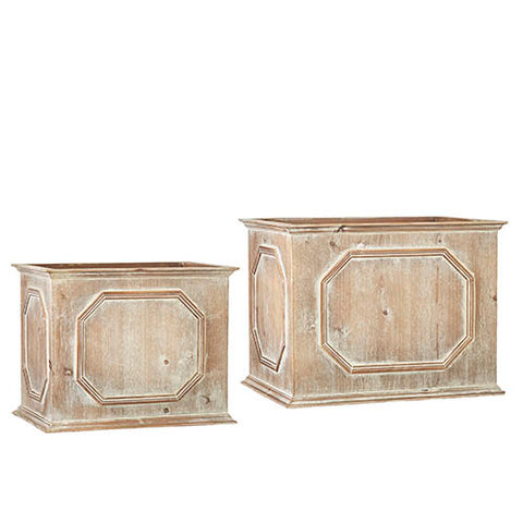 Whitewashed Wooden Planters In Two Sizes