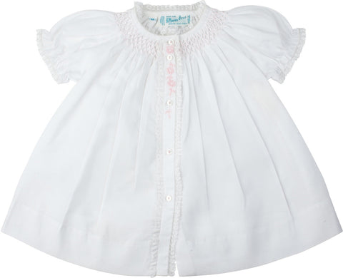 White/Pink Layette Dress Daygown