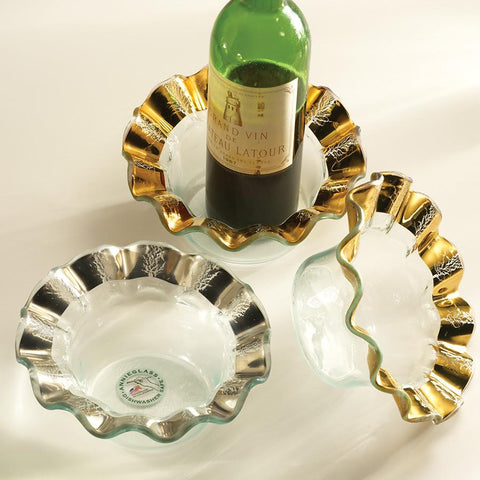 Annie Glass Gold Ruffle Wine Coaster