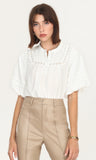 Greta Windowpane Pintuck Blouse