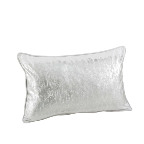 Metallic Banded Oblong Silver Pillow