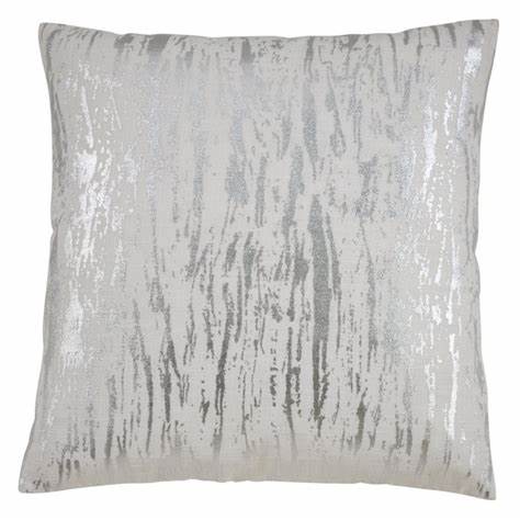 Silver Distressed Foil Print Down Filled Pillow