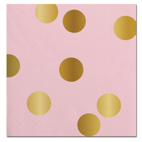 Gold Dots PinkBeverage Napkin