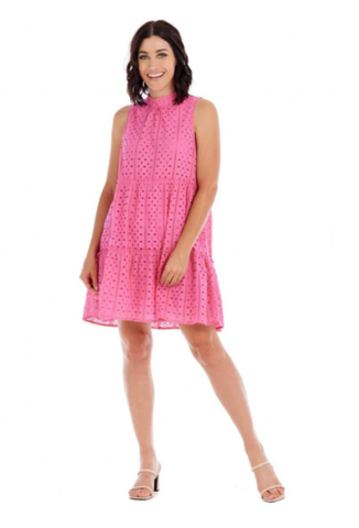 BILES EYELET DRESS PINK