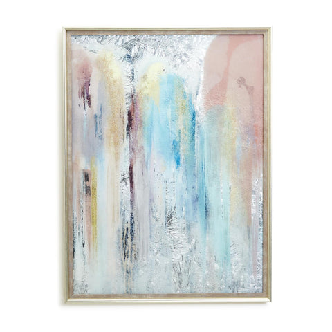 Pink/Blue Abstract Glass Framed Wall Art-NOT SHIPPABLE