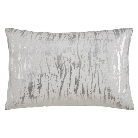 Oblong Silver Distressed Foil Print Pillow