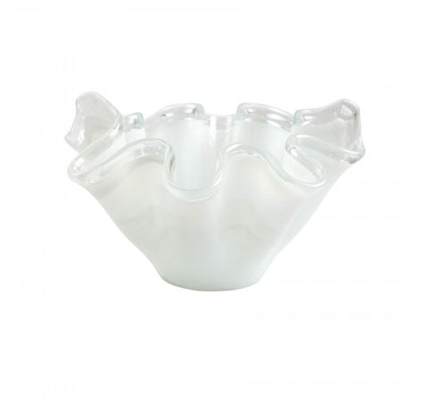 Onda White Glass Small Bowl