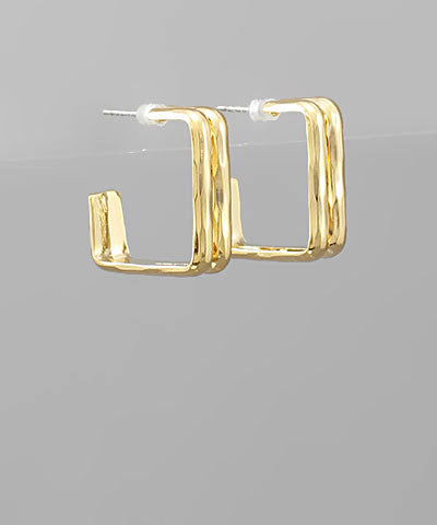 Gold Double Square Hoops