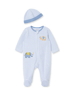 Little Me Blue Elephant Footie/Hat