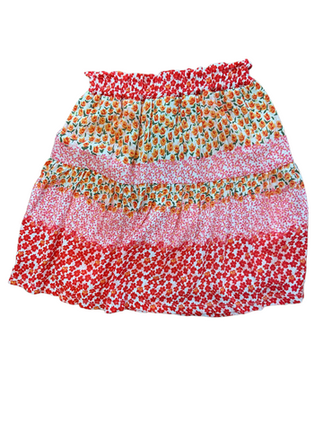 Isabel Pink And Red Crinkle Skirt