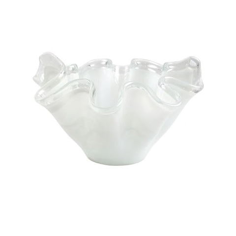 Onda Glass Large White Bowl