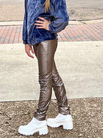 Silver Faux Leather Jeggings