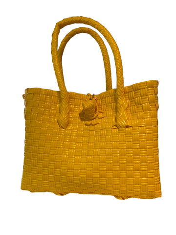 Yellow Waterproof Rattan Look Bag