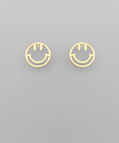 Gold Smile Face Earrings
