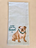 Soft Blue Bulldog Cotton Dish Towel