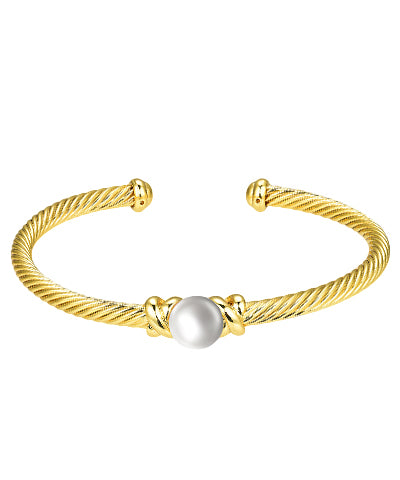 Pearl Cable Cuff Gold